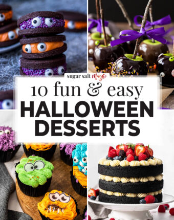 4 images of Halloween themed desserts