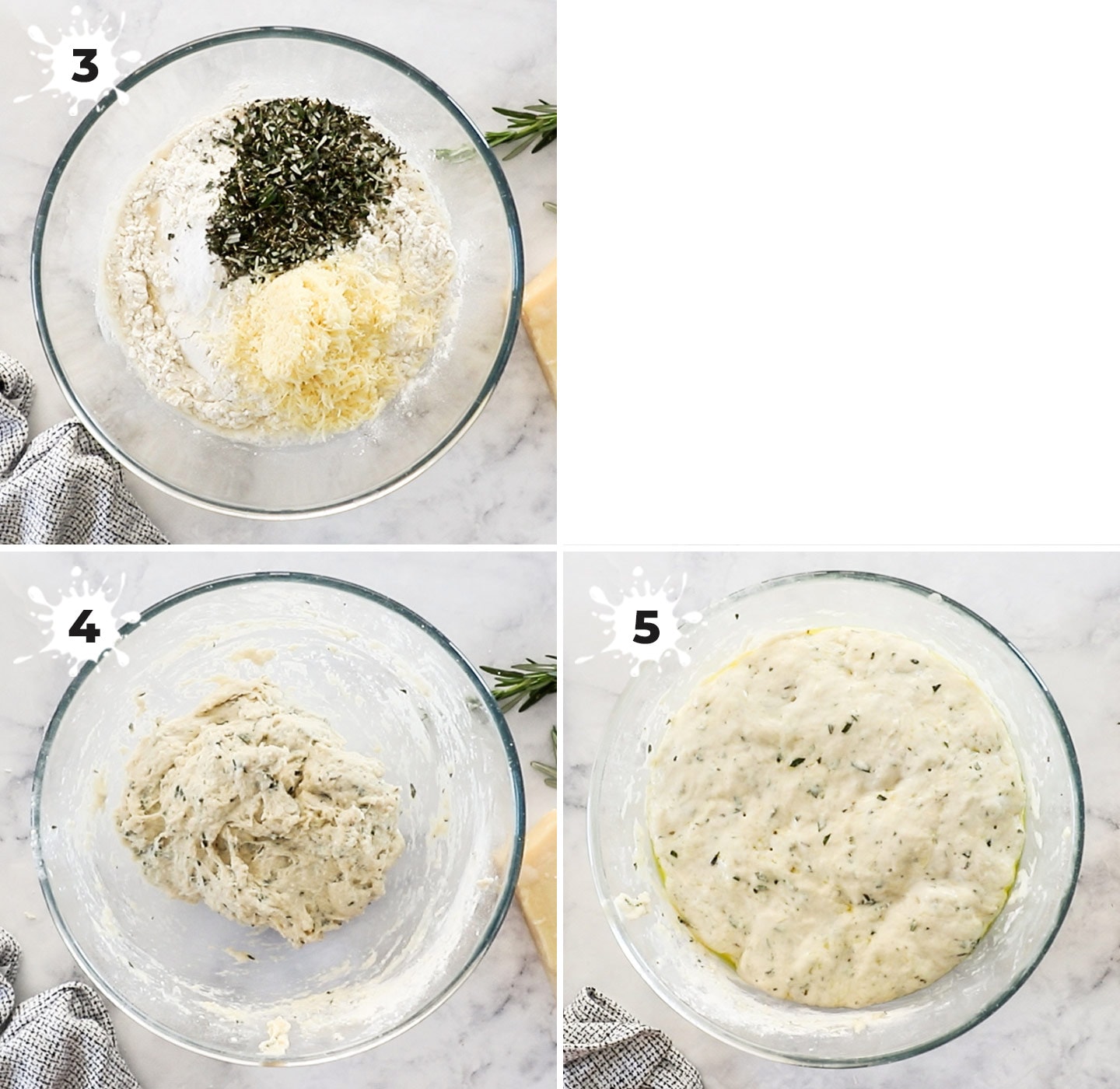 A collage showing how to make the dough.