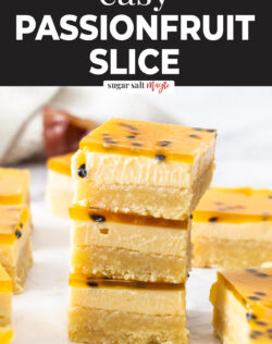 A stack of 3 passionfruit bars.