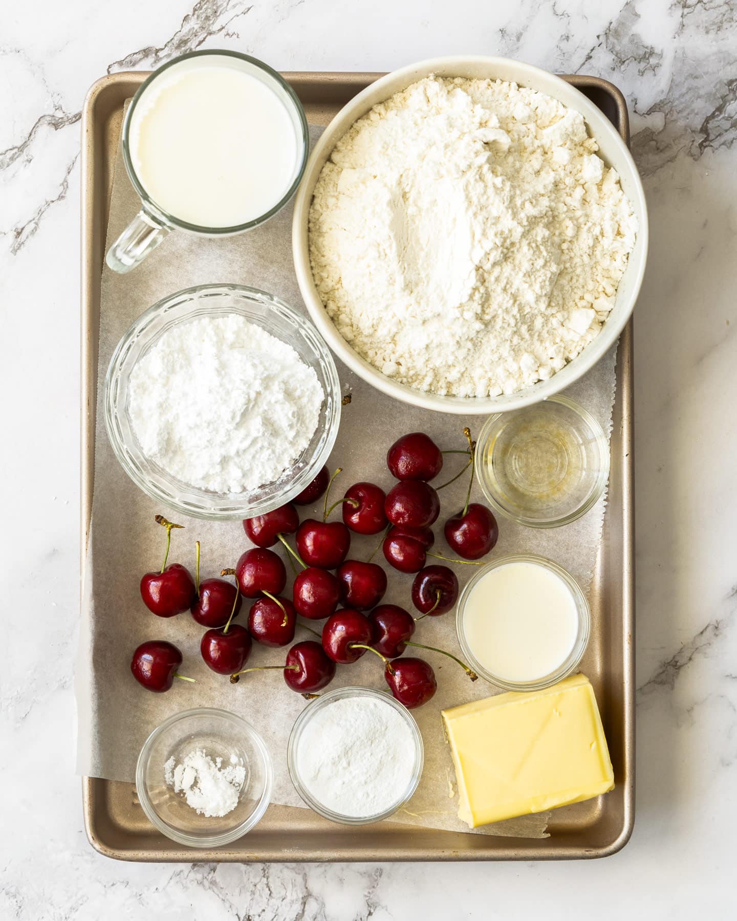 Ingredients for cherry scones.
