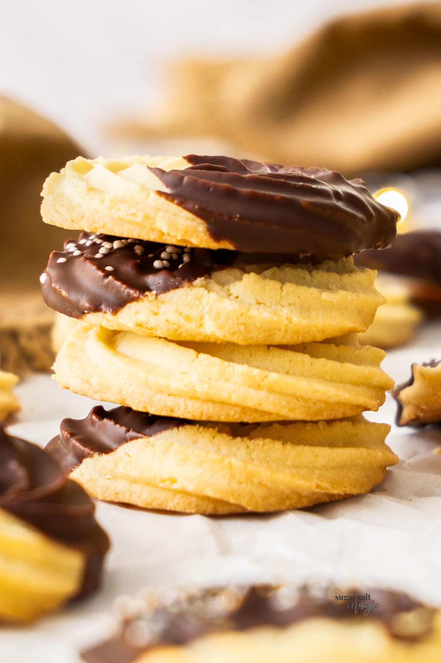 A stack of 4 Danish butter cookies.