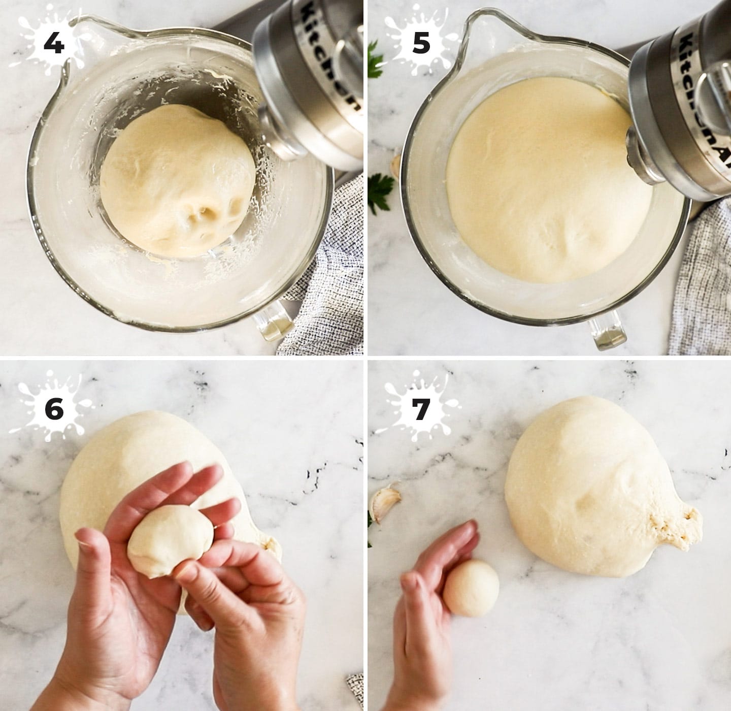 Showing how to rise and shape the dough.