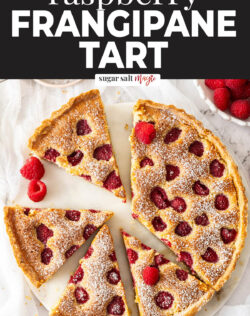 A whole tart cut into slices.