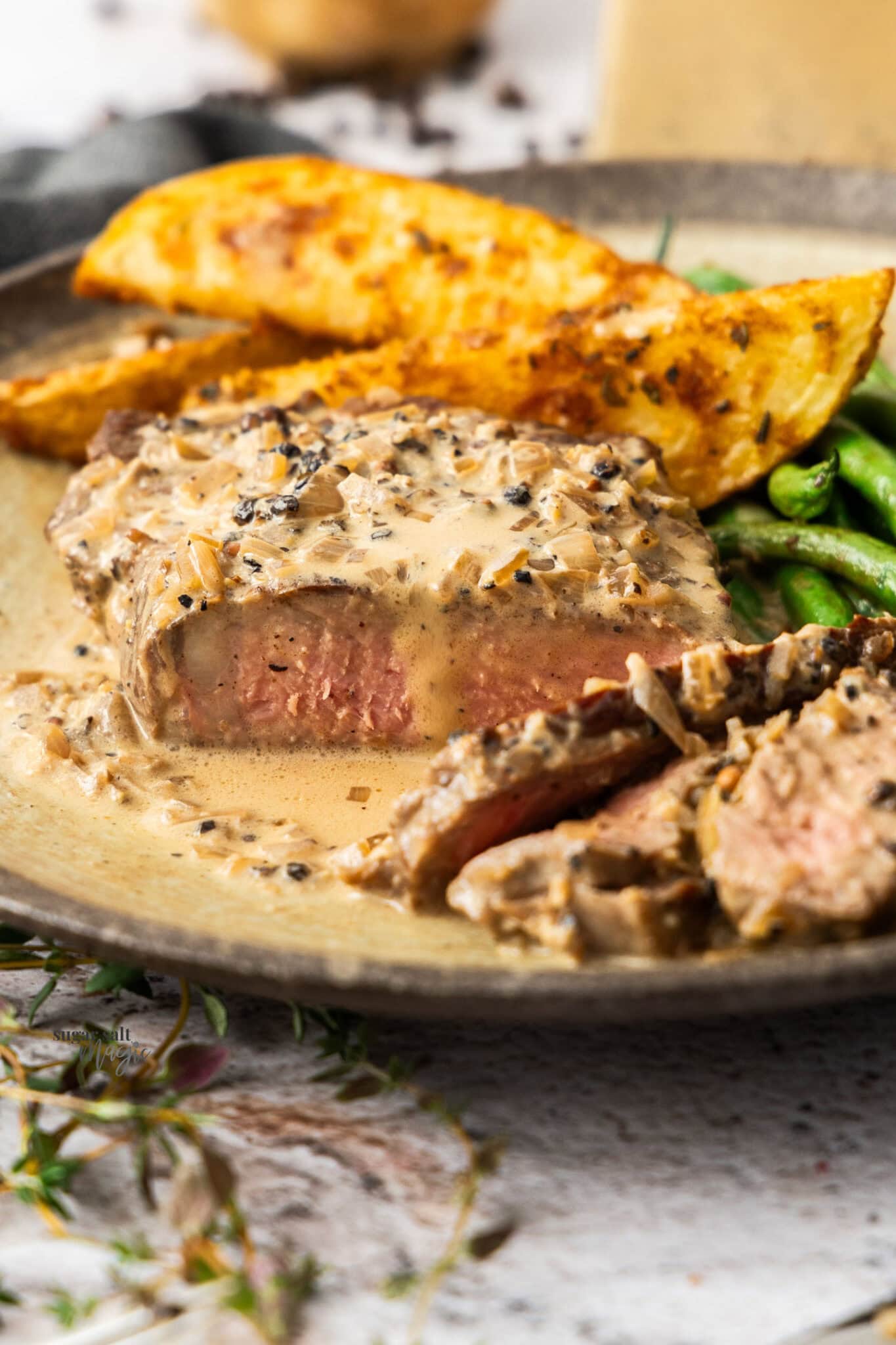 Steak and Peppercorn Sauce🥩 - Sugar Salt Magic