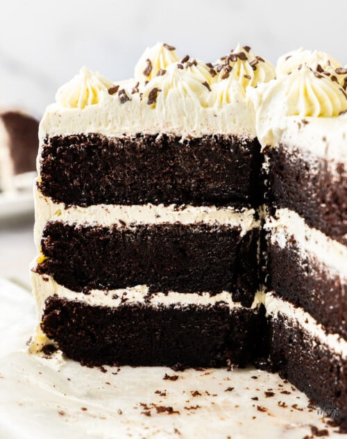 Chocolate Cake with Vanilla Buttercream - Sugar Salt Magic