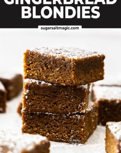 A stack of 3 gingerbread blondies.