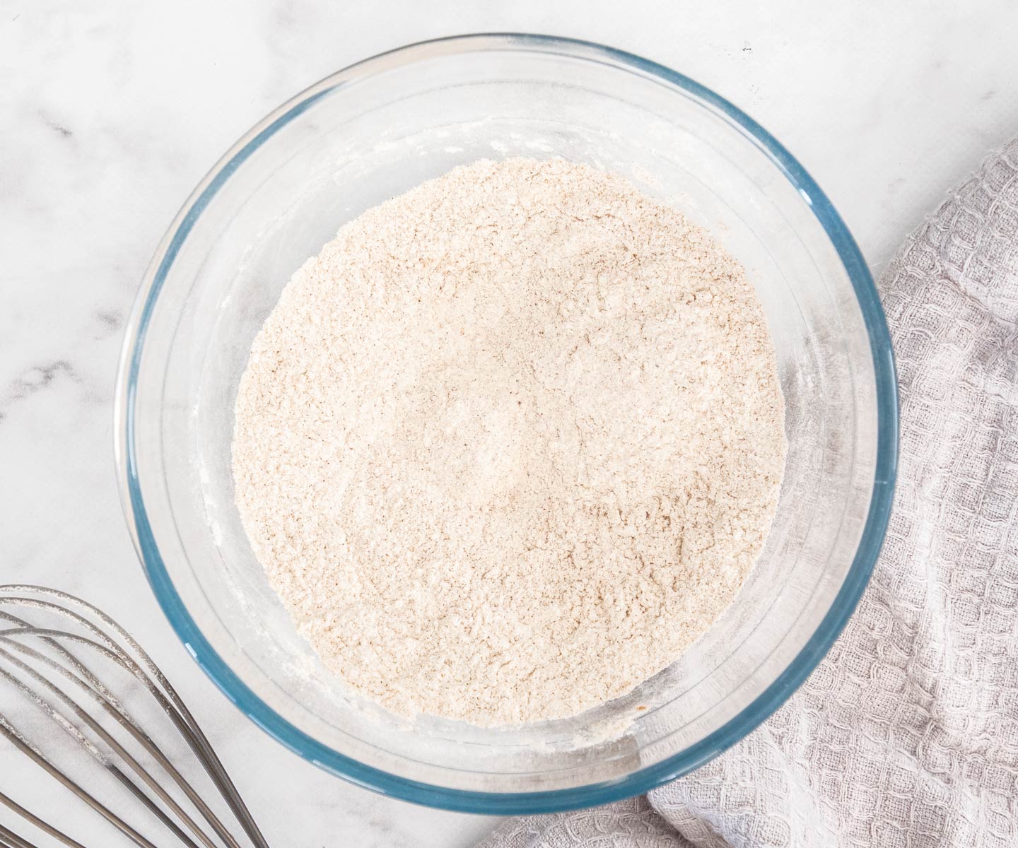 The dry ingredients mixed together in a bowl.