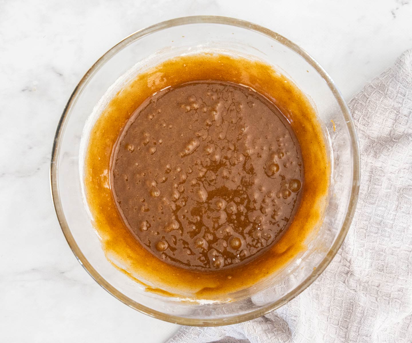 The gingerbread blondie batter in a mixing bowl.