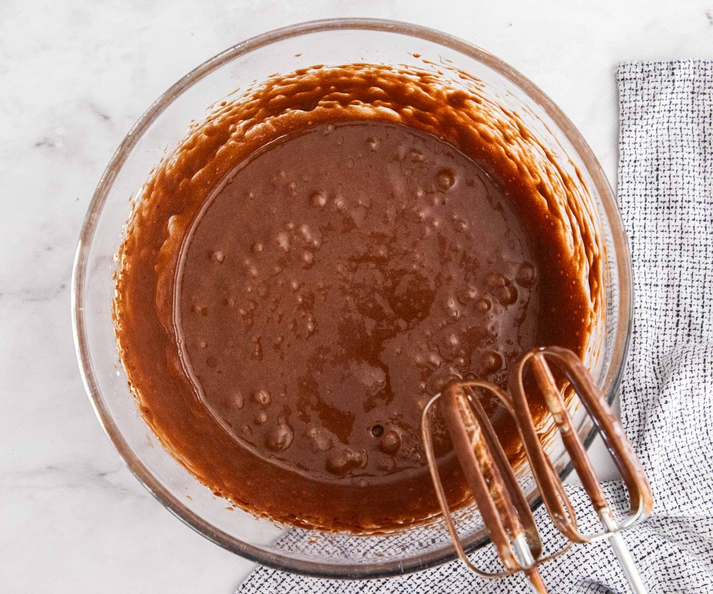 Cherry Crumble The brownie batter with the melted butter and chocolate added.