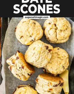 Top down view of a tray of scones.
