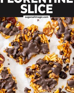 Top down view of shards of florentine slice.