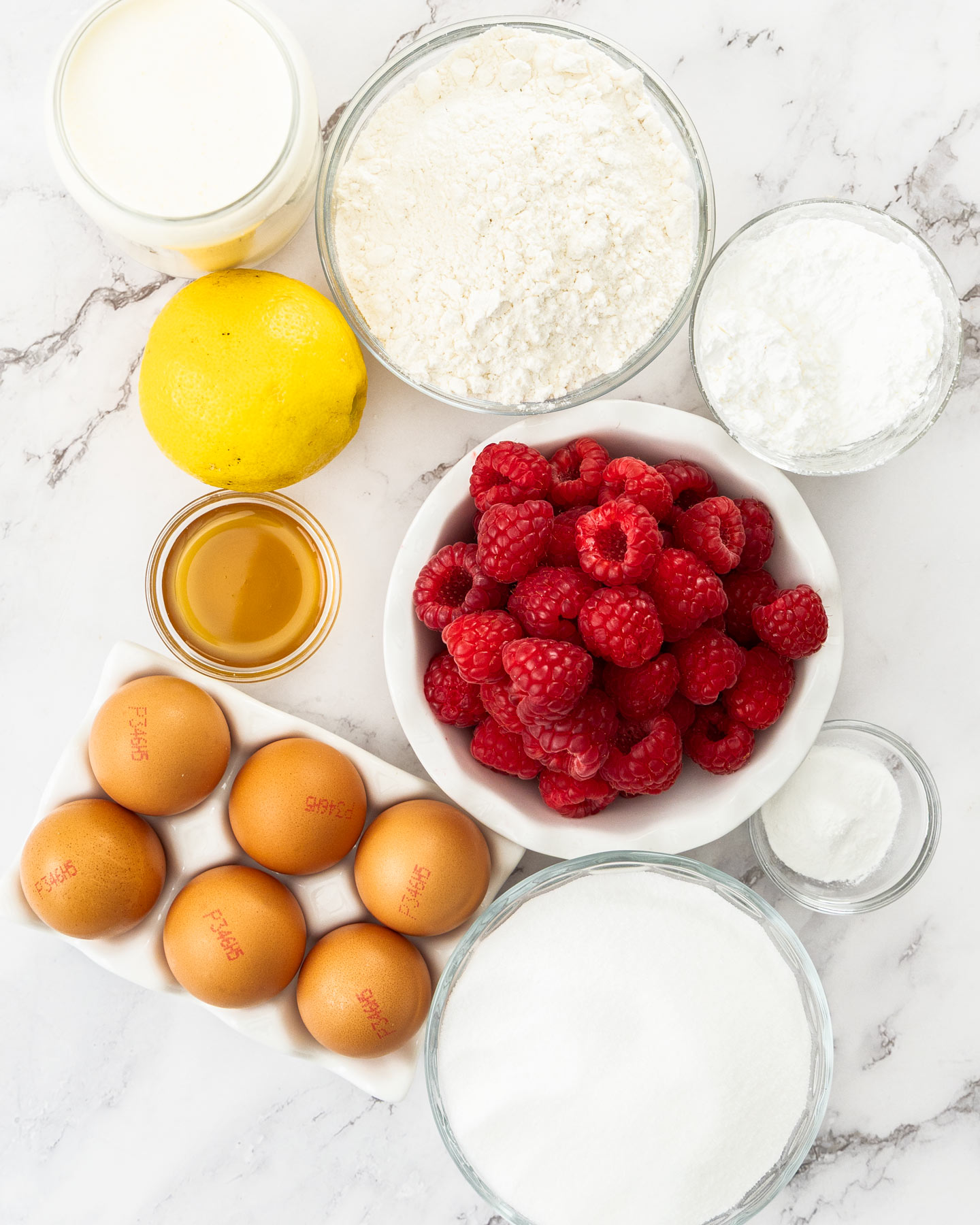 Easy Raspberry Jam Ingredients for raspberry sponge cake.