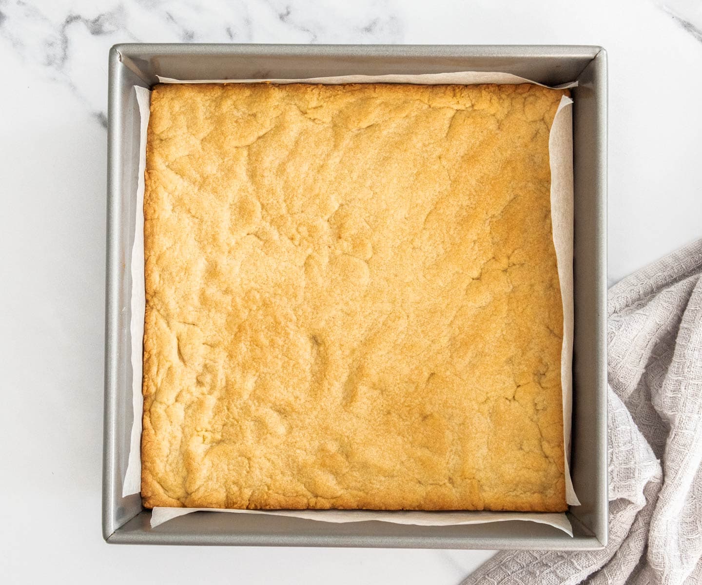 S'mores Cookie Bars The baked cookie base, ready to top.