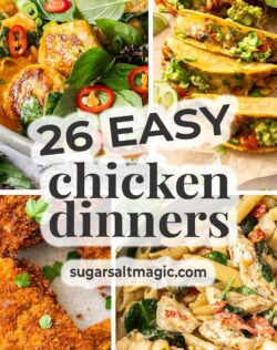 4 chicken dinner images with a banner title saying "26 chicken dinners"